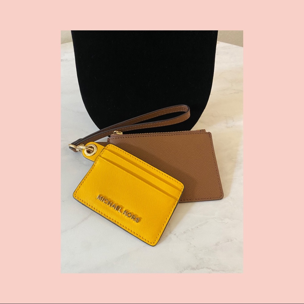 Michael Kors- Brown & Yellow Wristlet NEW
